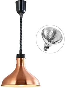 Hanging Food Heat Lamp Commercial Food Warmer Lights Telescopic Heating Lamps For Buffet Kitchen Restaurant(dia.29cm,adjustable height.60-150cm) (Bronze)