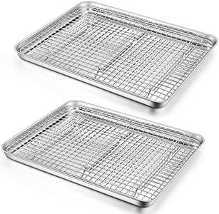 16 Inch Baking Sheet with Cooling Rack Set(2 Pans & 2 Racks), Joyfair Stainless Steel Cookie Sheets with Gird Racks, Non-toxic & Commercial Grade, Extra Thick & Rolled Rim, Rust-free & Dishwasher Safe