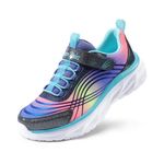 DREAM PAIRS Girls Running Tennis Shoes Sneakers for Kids Sport Athletic Shoes Thick Sole Casual Walking Shoes for Little/Big Kids,Size 13 Little Kid,Purple/Rainbow,SDRS2405K