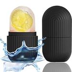 Ice Face Roller, Silicone Ice Facial Massage Mold for Eyes, Neck and Skin Care, Beauty Facial Massage Roller Remove Eye Bags Shrink Face Roller (Black)