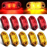 10 Pcs 2.5 Inch LED Trailer Lights 2 Diode Waterproof LED Trailer Side Marker Lights Oval Signal Running Lights For Truck Boat RV(Amber, Red)