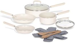 Cuisinart 11-Piece PURELYCERAMIC Pots and Pans Set, Ceramic Non-Stick Cookware, Compatible with All Stovetops, PFAS-Free, Cream (55IC-11CAMC)