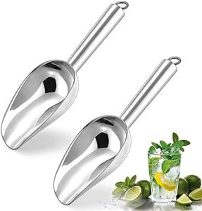 Herogo 3oz Mini ice Scoop Set of 2, Small Stainless Steel Scooper for Candy/Flour/Bean/Pet Food/ Ice Cube, Metal Utility Scoops for Kitchen Bar Party Wedding, Dishwasher Safe & Heavy Duty