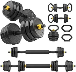 FEIERDUN Adjustable Dumbbells, 40lbs Dumbbell Set, 5 in 1 Free Weight Set Used as Barbell, Kettlebells, Push up Stand, Weights for Home Gym Suitable Men/Women