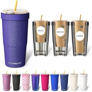 Frost Buddy Togo Buddy 30 oz Stainless Steel Vacuum Insulated Tumbler To Go Coffee Cup - Iced Coffee Cups, Iced Coffee Sleeve, Travel Mug, Thermal Cup for Hot & Cold Drinks, Dunkin Cup (Purple Glitz)