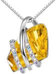 Leafael Wish Stone Pendant Necklace with Citrine Yellow Birthstone Crystal for November, Silvertone, 18" + 2" Chain