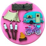 Camping & Caravanning Camp Fire Tent Marshmallows Bike Silicone Mould Mold for Cake Decorating Cake Cupcake Toppers Icing Sugarcraft Tool by Fairie Blessings