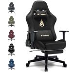 Symino Gaming Chair, Computer Chair with Footrest, Headrest and Lumbar Support, Ergonomic PC Chair, Height Adjustable Rotating Task Chairs, Black