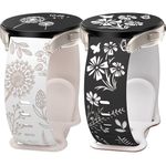 Wearlizer 2 Packs Floral Engraved Strap Compatible with Samsung Galaxy Watch 7/FE/6/5/5 Pro/Watch 4 40mm 44mm/Watch 3 41mm/Active 2 Band Women, Two-Tone Flower Soft Silicone Strap for 20mm Watch-1