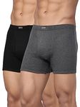 Levi's Men's Cotton Style #010 Comfort Regular Fit Solid Boxer (Pack of 2) (#010-BOXER Brief-DK GMEL/BLK-P2_Dark Grey Melange, Black_S)