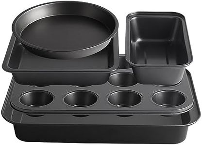 Baking Pans Nonstick Set, 5-Piece Bakeware Sets with Round/Square Cake Pan, Muffin Pan, Loaf Pan, Roast Pan, Baking Sheets for Oven, Cozioz Kitchen Cookware Sets Baking Supplies