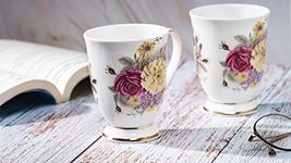 GOLDEN QUEEN'S Footed Series - Milk & Coffee Mug, 300 Ml - Set of 2 (Maroon)