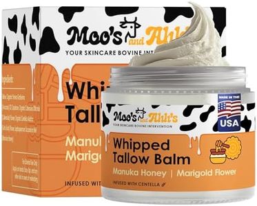 MOO'S AND AHH'S Whipped Tallow Balm - Beef Tallow for Skin with Organic Centella and Olive Squalane | Grass-Fed Beef Tallow Face & Body Moisturizer for Dry Skin (2 Oz, Manuka Honey + Marigold Flower)