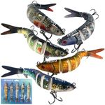 Pristis 5pcs Multi Jointed Swimbaits, Lifelike Topwater Fishing Lures for Saltwater Freshwater, Creative Angler Gifts, Slow Sinking Animated Hard Baits for Bass Pike Muskie Largemouth, Fishing Plugs