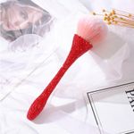 MNAFAYY Nail Dust Brush for Acrylic Nails, Luxury Full Gems Soft Brush Nail Art Dust Powder Remover Makeup Brushes Manicure Brush Clean Up Tools Nail Art Brush Red