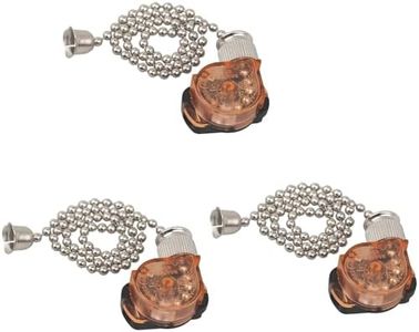 3 Packs Switches E87438 Ceiling Fan Switch with 11" Beaded Chain, 6A 125VAC ON/Off Control