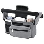 Stroller Organizer Momcozy Pram Bag Organiser Multifunctional Baby Pram Buggy Storage Bag with Detachable Pocket, Mobile Phone Pocket, 2 Cup Holders & Shoulder Strap Pushchair Organiser