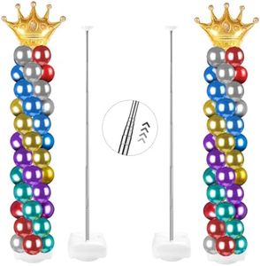 Voircoloria Balloon Column Stand for Floor Set of 2, Adjustable Balloon Arch Stand Balloon Tower Pillar with Reusable Water Bags for Halloween Gender Reveal, Baby Shower, Birthday Party Decorations