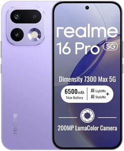 realme 16 Pro 5G Smartphone 8+256GB Purple,144Hz AMOLED Display,6500mAh Battery,80W SuperVOOC, 50+200MP Camera, MediaTek Dimensity 7300 Max 5G Chipset, IP69