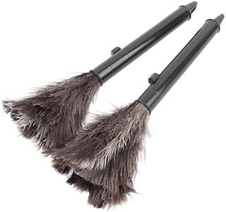 Retractable Feather Duster, 2Pcs Ostrich Feathers Duster with Long Retractable Handle, Efficient Dust Removal, for Home Cleaning, Office, Hotel Handheld Cleaning Supplies