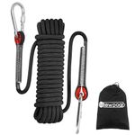 NewDoar 12KN Static Climbing Rope 10mm(3/8in) Accessory Cord Equipment 33FT(10M) 66FT(20M) 98FT(30M) Escape Rope Ice Climbing Equipment Fire Rescue Rope-Black/10M