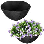 16 inch Round Fabric Planter Basket Liner-2 PCS Felt Flower Pot Liners-Hanging Plant Basket Fiber Insert for Garden Wall Hanging Planter Flower Vegetables