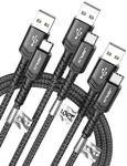 JSAUX USB-C Cable 3.1A Fast Charging, 3-Pack (10ft+6.6ft+3.3ft) USB A to Type C Charge Cord Compatible with Samsung Galaxy S22 S20 Note 20, iPhone 16/16 Pro/16 Pro Max/15, PS5, USB C Charger(Black)