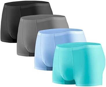 YUSHOW Lot de 4 Boxer Homme Soie Glacée Respirants Calecon Anti-frottements sans Coutures Cool Dry sous-Vêtements Léger Doux et Confortables Caleçons, Noir + Gris + Bleu + Vert, M