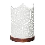 Hosley® Metal Diamond Cut Design Candle Holder 7.5 Inch High, White | Perfect for Home Decor, Lighting, Wedding, Parties, Gifting