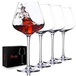 Hand Blown Red Wine Glasses Set of 4 – 23 oz Burgundy Wine Glasses with Long Stem – Lead-Free Premium Crystal Wine Glass – Unique Gift for Wedding, Anniversary, Christmas – Clear