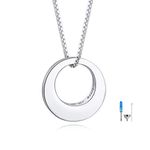 Jinlou Circle of Life Urn Necklace for Ashes - 925 Sterling Silver Always in My Heart Sterling Silver Cremation Urns Pendant Eternity Memorial Necklaces for Women, Metal, Cubic Zirconia