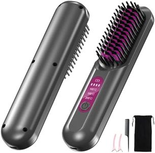 Bwaliffury Cepillo Alisador pelo Inalámbrico, Mini Cepillo Alisador Portátil para Viajes, Peine Alisador de Pelo con Iones Negativos para Exteriores, Recarga USB, 3 Niveles de Temperatura (Grau)