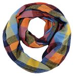 LA HAUTE Women's Checkered Infinity Loop Scarf with Zipper Pocket Secret Hidden Pocket Travel Scarf Cashmere Snood Scarf Shawl