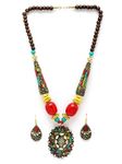 Shining Diva Fashion Latest Stylish Traditional Tibetan Pendant Necklace Oxidised Jewellery Set for Women (15542s)