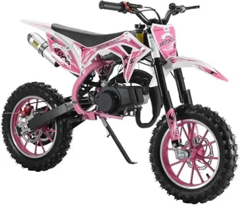 50cc Kids Dirt Bike,Toddler Gas Power Motocross Off Road Mini Motorcycle Vehicles Children Pocket Motorbike with Front Rear Disc Brakes Ideal Birthday for 8-15 Boy Girl Black (Pink)