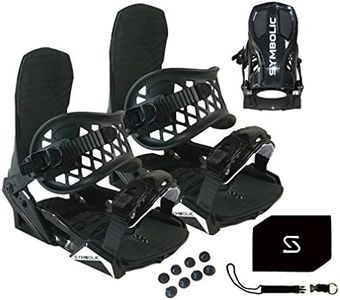 Symbolic Custom-Flow Black Snowboard Bindings & Leash & Stomp Pad Large-XL (Black, Large-XL Men (Fits 9-14))