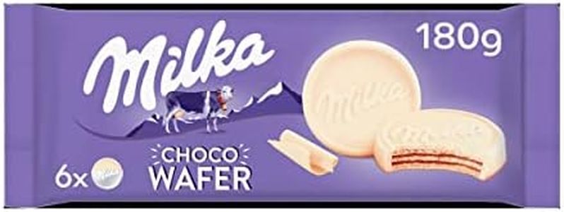 Milka Choco Wafer Galleta Barquillo con Relleno de Cacao y Cubierto de Chocolate Blanco 180g