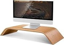 UCMDA Monitor Stand Riser - Computer Desk Organizer Desktop Dock Wooden Mount Display for PC TV Screen Notebook Laptop - Walnut