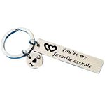 JK Home Funny Couple Keychain You're My Favorite Asshole Jewelry for Her Boyfriend Gift Husband - Stainless Steel Keyring - Gifts Lover Christmas Valentines Day