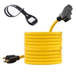 KUNOVA (TM) Generator Extension Cord Cable Wire UL Listed 25 Feet 30Amp 125Volt Generator Power 3750 Watts Extension Cord (Nema L5-30P to Three 5-15R)