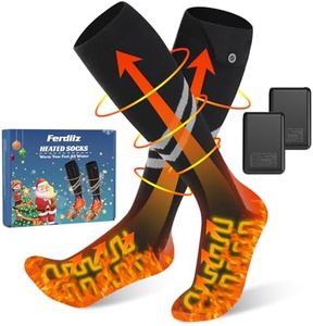 Ferdiiz Beheizbare Socken 2024, 2er 7500mAh/5V Akku Max. 14H Fußwärmer Elektrisch, Wiederaufladbare Wolle Beheizte Socken 2 Heizdraht Heizsocken mit 4 Temperatur für Jungen Mädchen