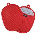 Rorecay Silicone Pot Holders Sets: Heat Resistant Oven Hot Pads with Pockets Non Slip Grip Large Potholders for Kitchen Baking Cooking | Quilted Liner | 9.8 x 7.6 Inches (Red, 2)