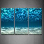 3 Panel Wall Art Blue Water Ocean Bottom View Beneath Surface Painting The Picture Print On Canvas Seascape Pictures For Home Decoration