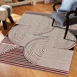 MODEFE 3x5 Feet Rug Carpet Red & White Geometric Printed Primium Persian Carpets for Bedroom/Living Area/Home with Anti Slip Backing - Perfect As Floor Rug for Living Room