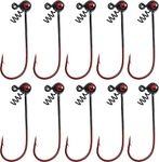 Fishing Shakey Head Jig Hooks - 5/10pcs Lead Head Worm Lure Bait Fishing Jig Hook with Sharp Barb 1/4oz 1/18oz 1/16oz for Saltwater and Freshwater