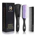 BRUSHZOO Detangler Brush for Curly Hair, Hair Brushes for Women Men or Kids Black Natural Hair, Detangling Brush for Natural 3/4abc Wet Dry Hair (Purpe)