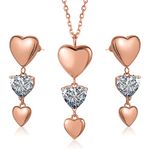 Avodah Simulated Diamond Heart Earrings & Necklace Set. Jewelry for Women, Unique Gifts for Mom, Wife, Sister, Best Friend & Bridesmaid. For Birthday, Anniversary & Mother’s Day Gift (Rose Gold)