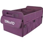 YOHOOLYO Trunk Organizer for SUV Car Storage Organizer 72L Large Capacity Collapsible Multi-compartments Pockets Cargo Organizer Box for Women/Men Multicolor Car Storage Container for Groceries Purple