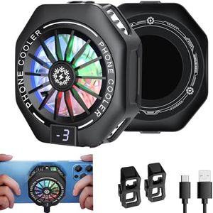 Amsdifio Phone Cooler for Gaming, 15W Magnetic Mobile Cooler, Gaming Cooling Fan with 3 Level Model Dislay, RGB Light, Semiconductor & 7-Blade Fan, Phone Cooling Pad for IOS & Android Phones