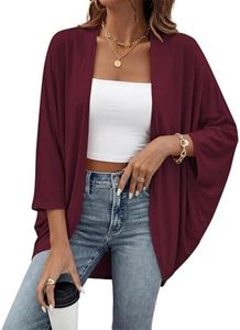 BB&KK Knit Cardigan Sweaters for Women Solid Colors Long Sleeve Open Front Cover Ups Wine Red X-Large